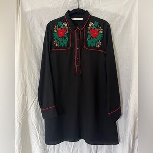 Zara Western Mini Dress - Beautiful Floral Embroidery and Appliqué - Size Medium